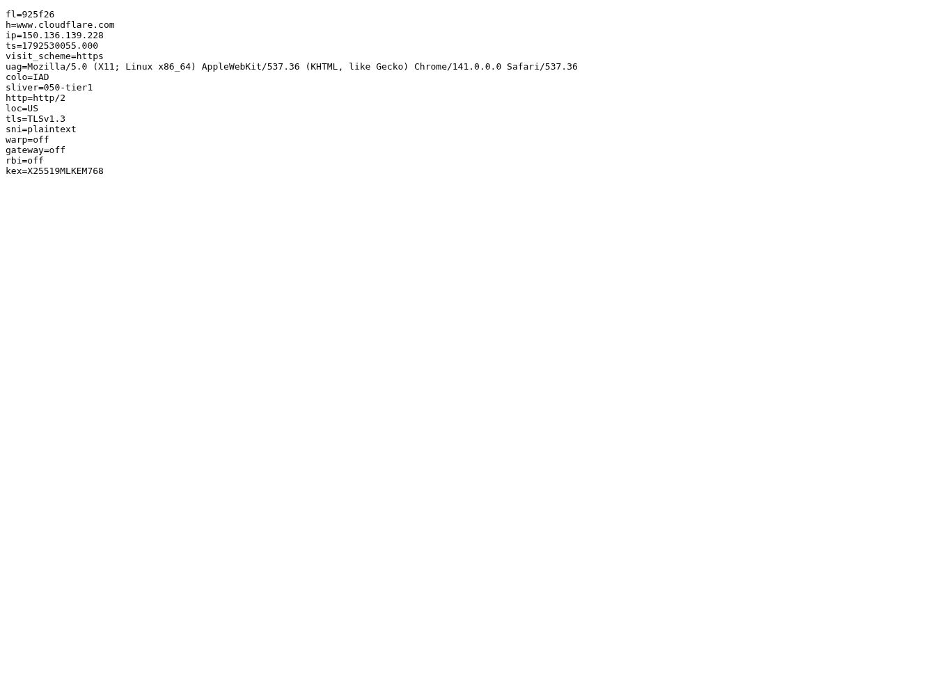 v2 cdn-cgi/trace: sites hosted on Cloudflare see a fixed egress of 150.136.139.228